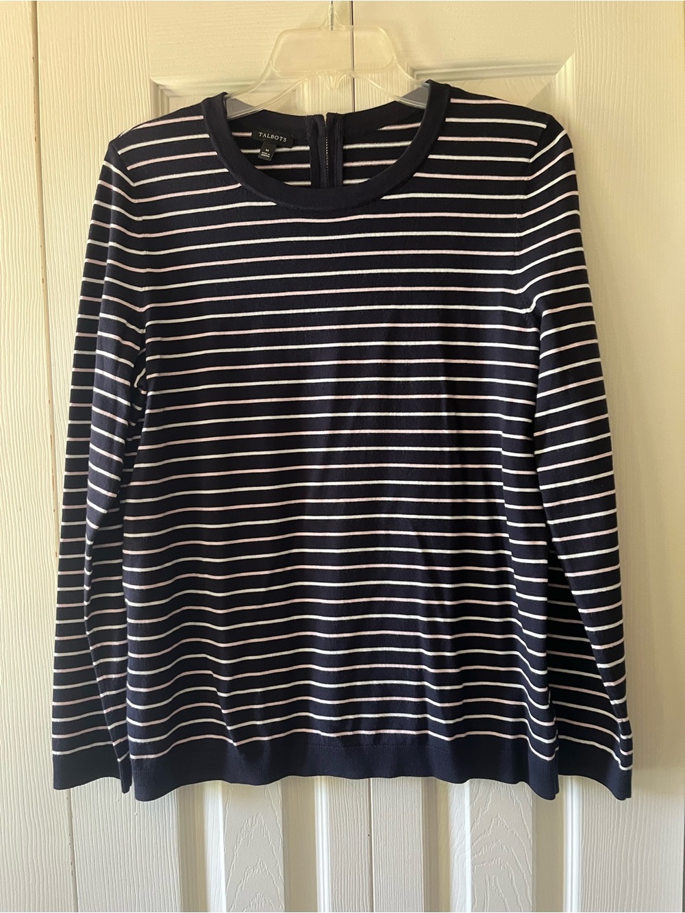 Talbots Navy and White Striped Crewneck Sweater - Classic Breton